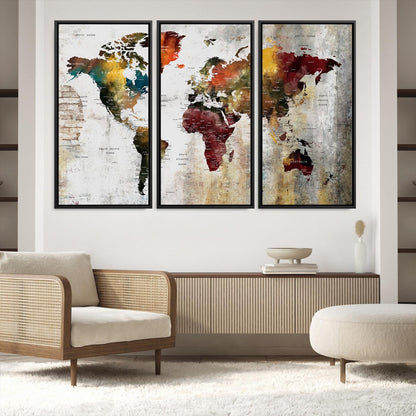 37237-MGV-CV-36X24-Wall Art Dark World Map on Light Background Canvas Print