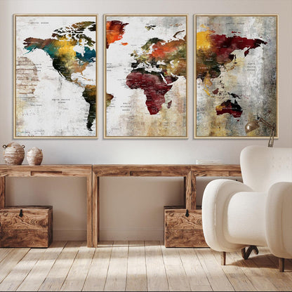 37237-MGV-CV-36X24-Wall Art Dark World Map on Light Background Canvas Print