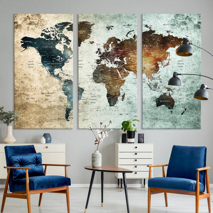 25140-MGV-CV-36X24-Wall Art Push Pin World Map Canvas Print
