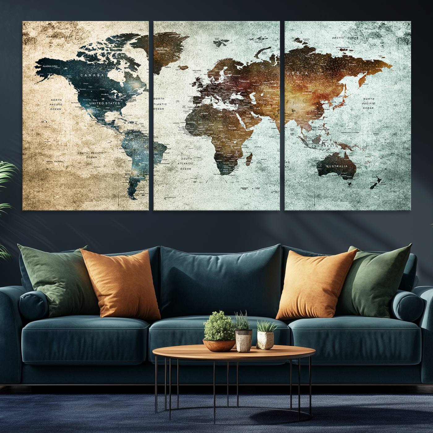 25140-MGV-CV-36X24-Wall Art Push Pin World Map Canvas Print