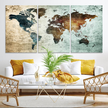 25140-MGV-CV-36X24-Wall Art Push Pin World Map Canvas Print