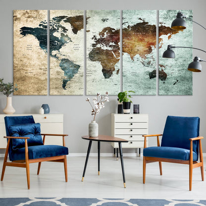 25140-MGV-CV-36X24-Wall Art Push Pin World Map Canvas Print