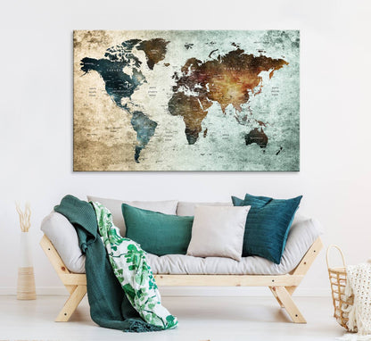 25140-MGV-CV-36X24-Wall Art Push Pin World Map Canvas Print