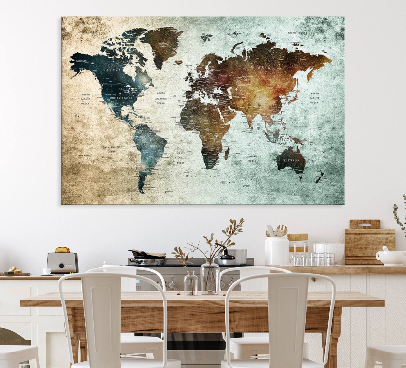 25140-MGV-CV-40X27-Wall Art Push Pin World Map Canvas Print