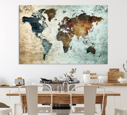 25140-MGV-CV-40X27-Wall Art Push Pin World Map Canvas Print