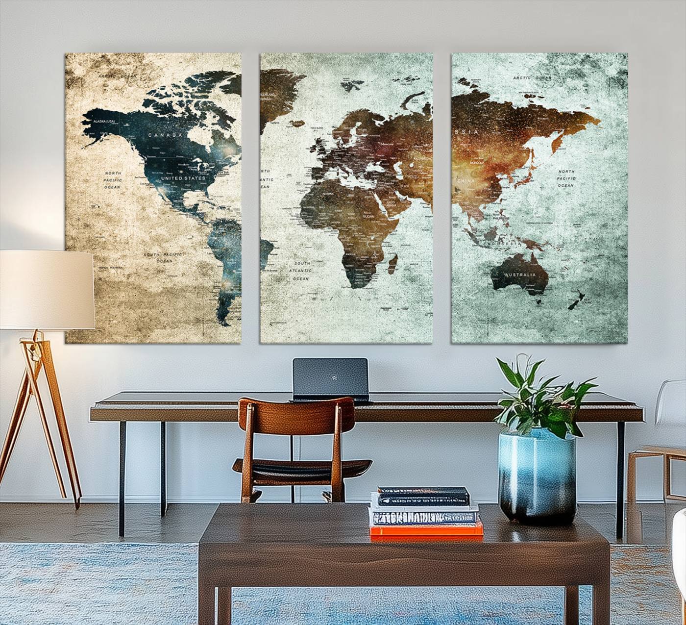 25140-MGV-CV-48X32-3P-Wall Art Push Pin World Map Canvas Print