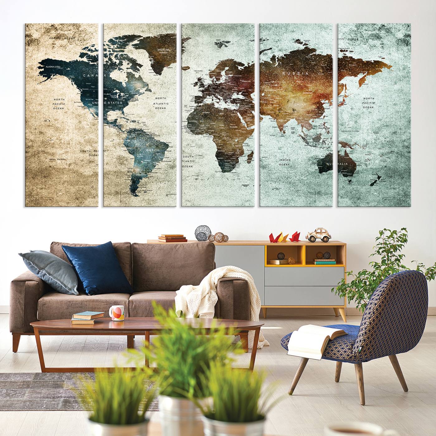 25140-MGV-CV-60X31-5P-Wall Art Push Pin World Map Canvas Print