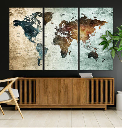 25140-MGV-CV-36X24-Wall Art Push Pin World Map Canvas Print