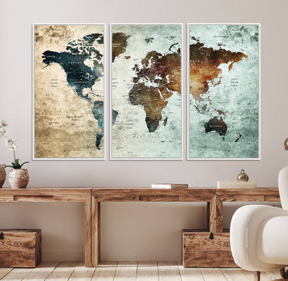 25140-MGV-FC-48X32-3P_White-Wall Art Push Pin World Map Canvas Print