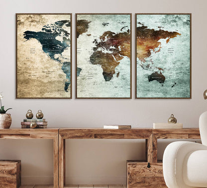 25140-MGV-FC-60X30-3P_Walnut-Wall Art Push Pin World Map Canvas Print