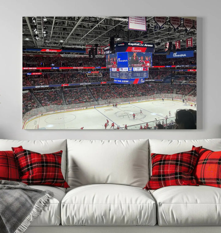 Washington Capitols New York Rangers Ice Hockey Game Stadium Wall Art Canvas Print