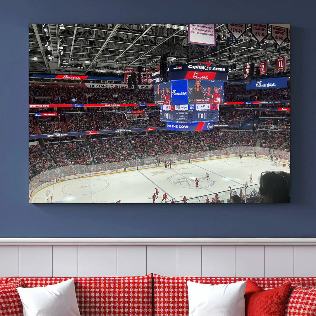 Washington Capitols New York Rangers Ice Hockey Game Stadium Wall Art Canvas Print