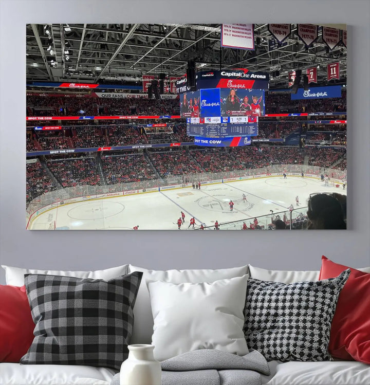 Washington Capitols New York Rangers Ice Hockey Game Stadium Wall Art Canvas Print