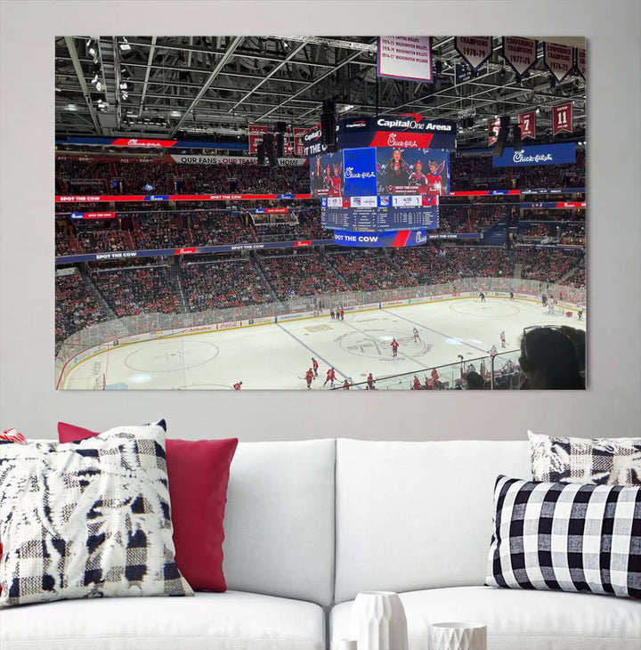 Washington Capitols New York Rangers Ice Hockey Game Stadium Wall Art Canvas Print