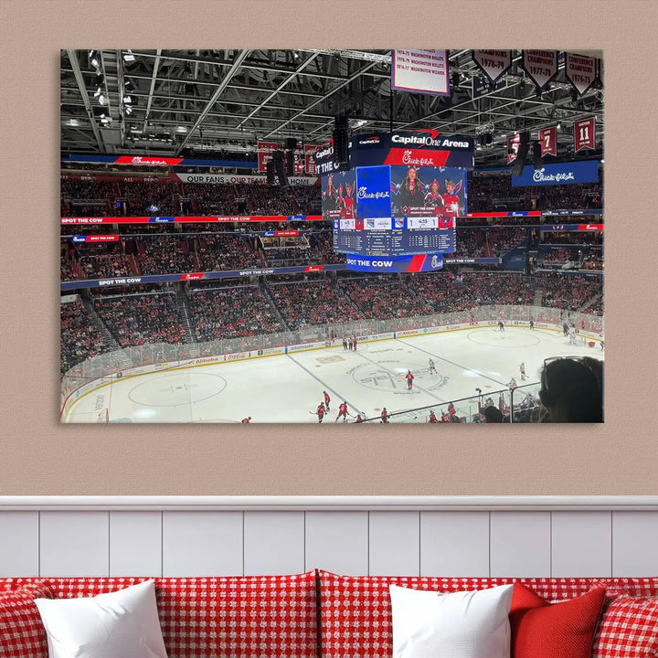 Washington Capitols New York Rangers Ice Hockey Game Stadium Wall Art Canvas Print