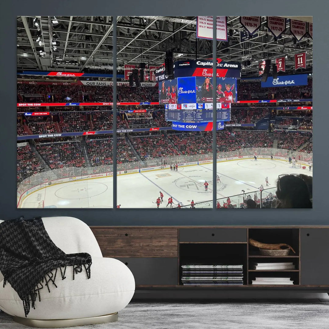 Washington Capitols New York Rangers Ice Hockey Game Stadium Wall Art Canvas Print