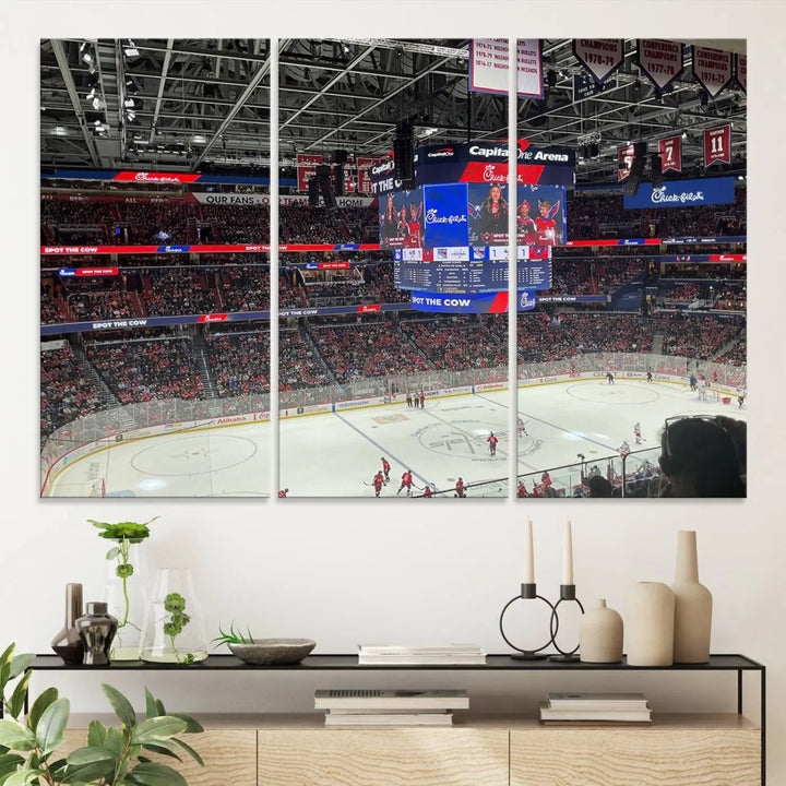 Washington Capitols New York Rangers Ice Hockey Game Stadium Wall Art Canvas Print