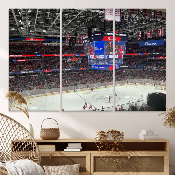 Washington Capitols New York Rangers Ice Hockey Game Stadium Wall Art Canvas Print