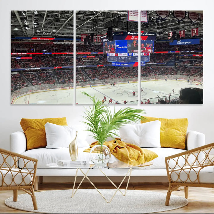 Washington Capitols New York Rangers Ice Hockey Game Stadium Wall Art Canvas Print