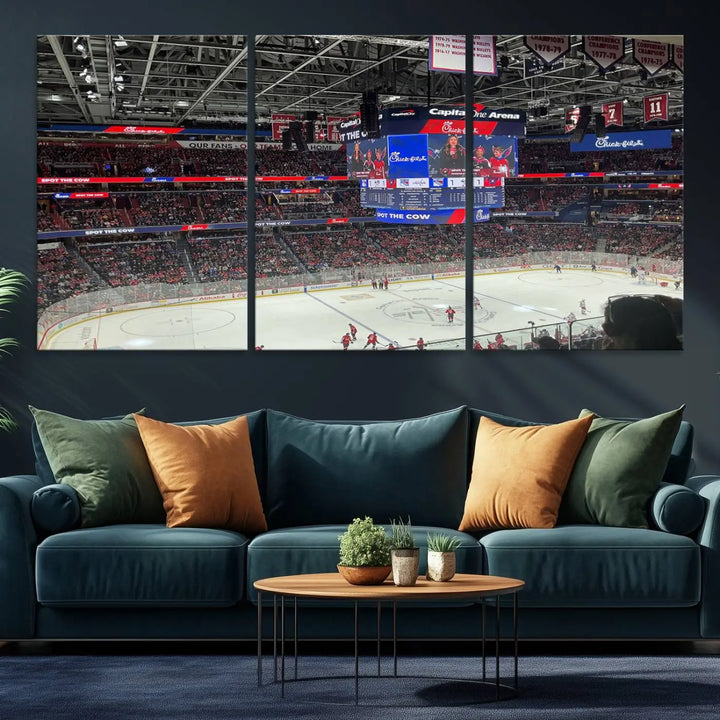 Washington Capitols New York Rangers Ice Hockey Game Stadium Wall Art Canvas Print