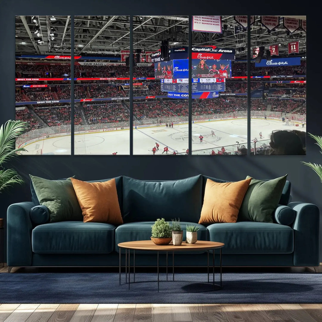 Washington Capitols New York Rangers Ice Hockey Game Stadium Wall Art Canvas Print