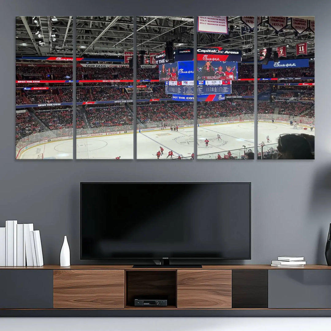 Washington Capitols New York Rangers Ice Hockey Game Stadium Wall Art Canvas Print