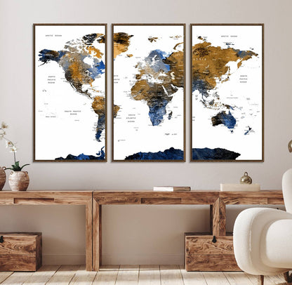 56231-MGV-CV-36X24-Watercolor World Map Canvas Print Wall Art