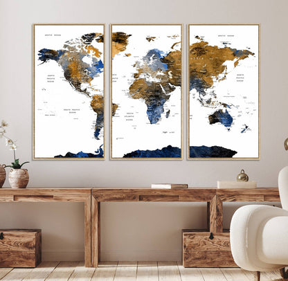 56231-MGV-CV-36X24-Watercolor World Map Canvas Print Wall Art