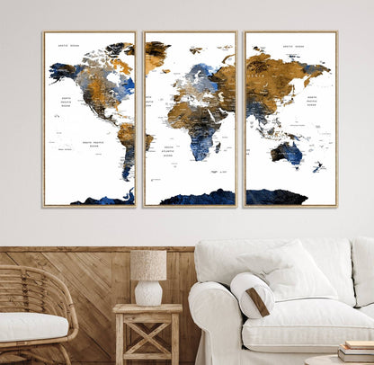 56231-MGV-CV-36X24-Watercolor World Map Canvas Print Wall Art