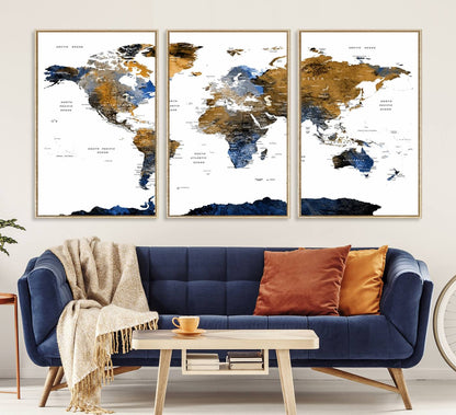 56231-MGV-CV-36X24-Watercolor World Map Canvas Print Wall Art