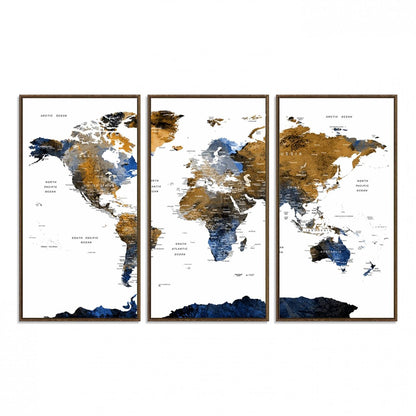 56231-MGV-FC-48X32-3P_Walnut-Watercolor World Map Canvas Print Wall Art