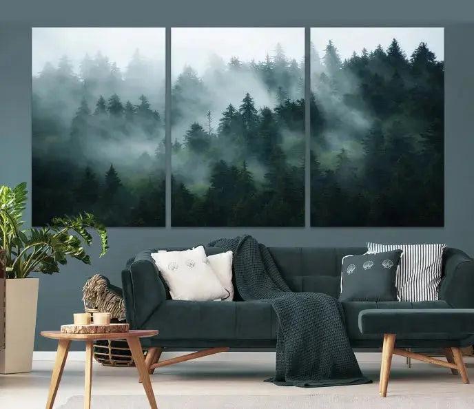 Wild Misty Forest Foggy Landscape Giclee Canvas Extra Large Wall Art Print