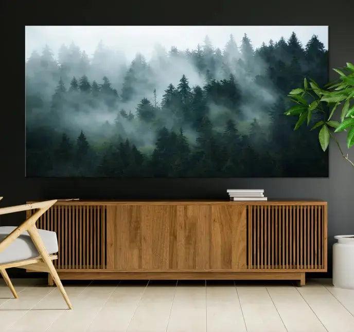 Wild Misty Forest Foggy Landscape Giclee Canvas Extra Large Wall Art Print