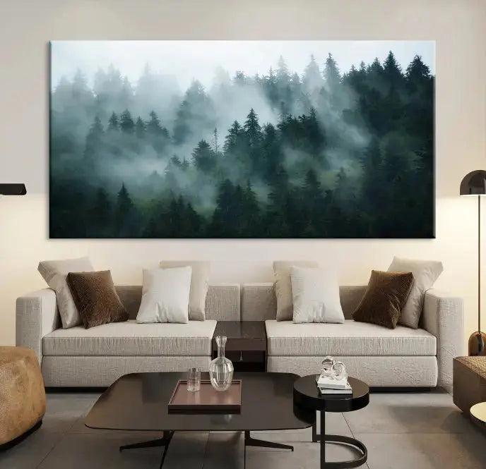 Wild Misty Forest Foggy Landscape Giclee Canvas Extra Large Wall Art Print