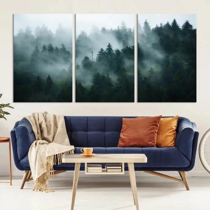 Wild Misty Forest Foggy Landscape Giclee Canvas Extra Large Wall Art Print