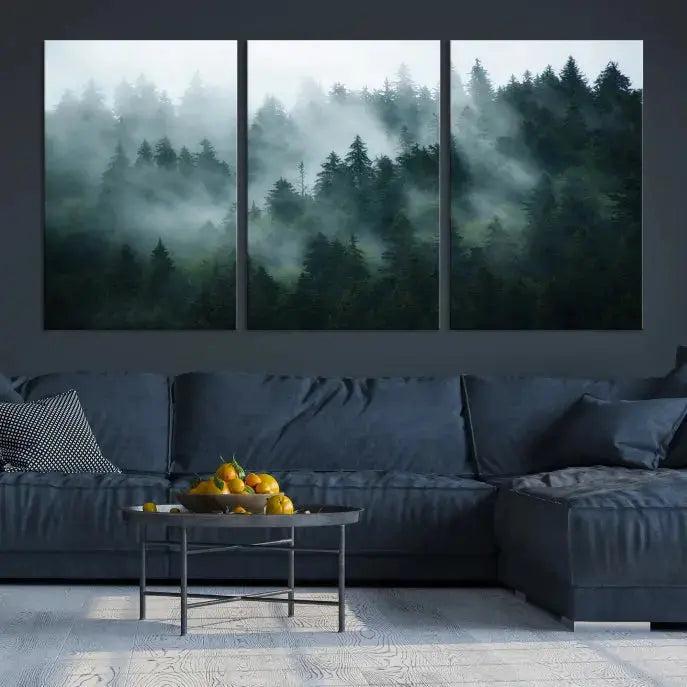 Wild Misty Forest Foggy Landscape Giclee Canvas Extra Large Wall Art Print