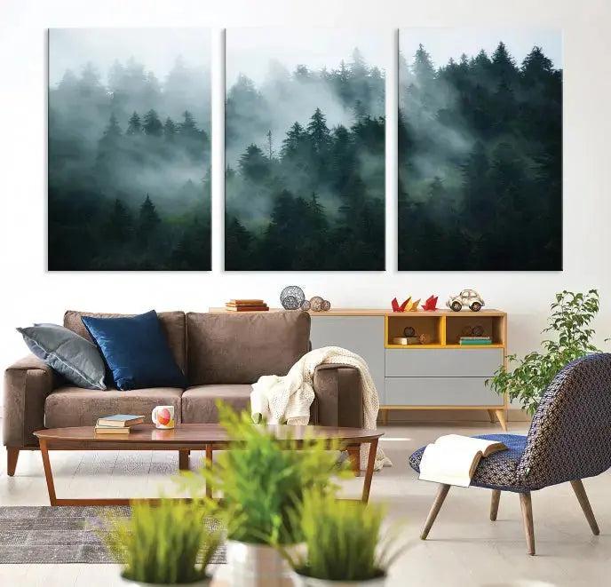 Wild Misty Forest Foggy Landscape Giclee Canvas Extra Large Wall Art Print