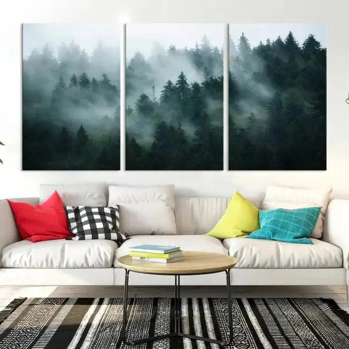 Wild Misty Forest Foggy Landscape Giclee Canvas Extra Large Wall Art Print