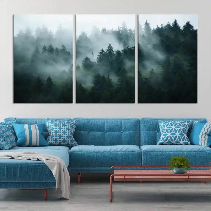 Wild Misty Forest Foggy Landscape Giclee Canvas Extra Large Wall Art Print