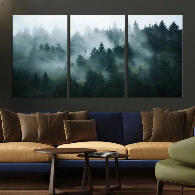 Wild Misty Forest Foggy Landscape Giclee Canvas Extra Large Wall Art Print