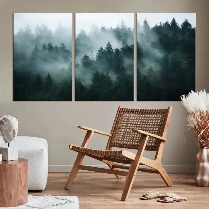 Wild Misty Forest Foggy Landscape Giclee Canvas Extra Large Wall Art Print