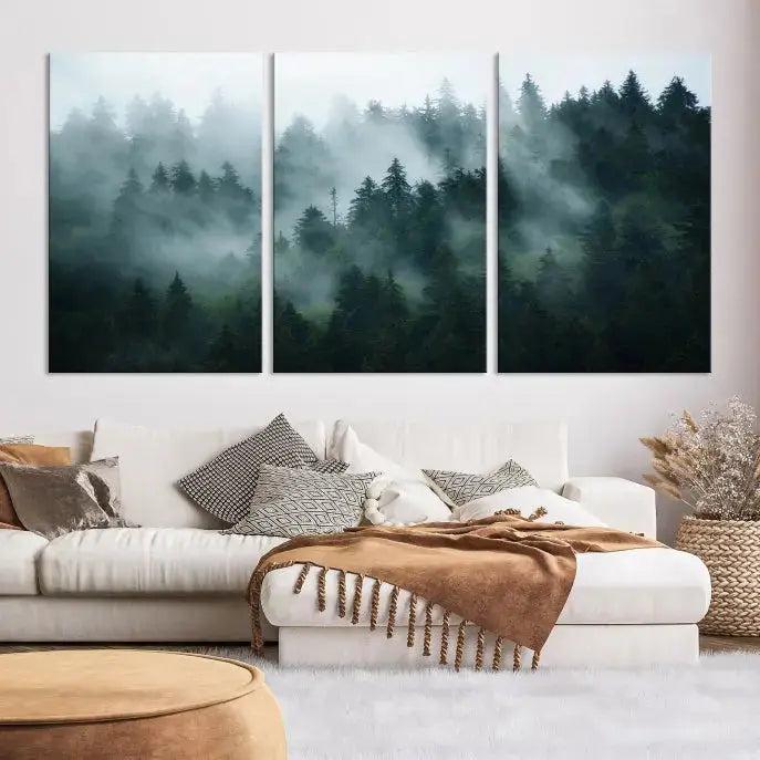 Wild Misty Forest Foggy Landscape Giclee Canvas Extra Large Wall Art Print