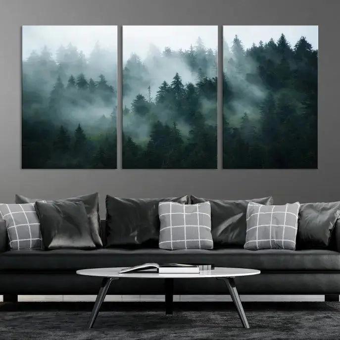 Wild Misty Forest Foggy Landscape Giclee Canvas Extra Large Wall Art Print