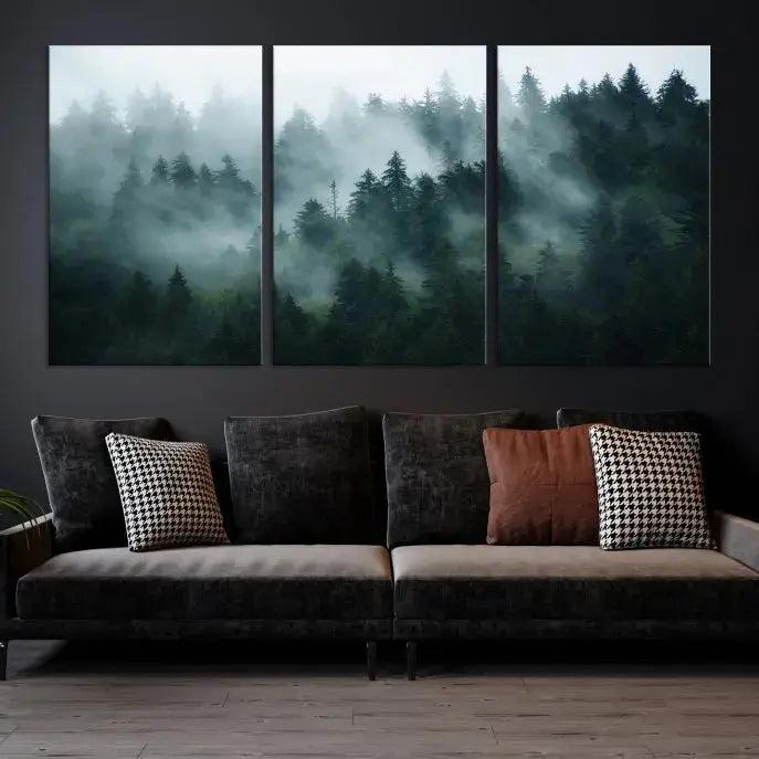 Wild Misty Forest Foggy Landscape Giclee Canvas Extra Large Wall Art Print