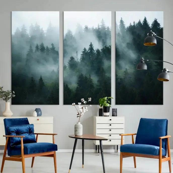 Wild Misty Forest Foggy Landscape Giclee Canvas Extra Large Wall Art Print