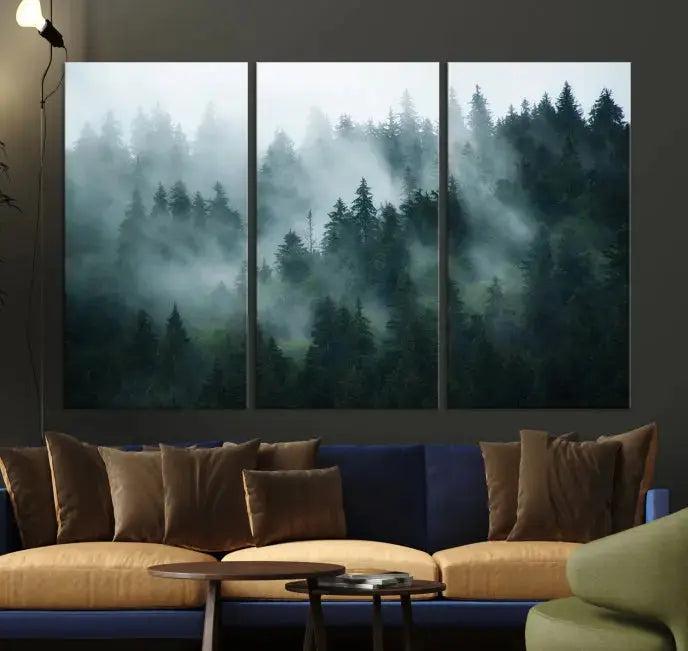 Wild Misty Forest Foggy Landscape Giclee Canvas Extra Large Wall Art Print