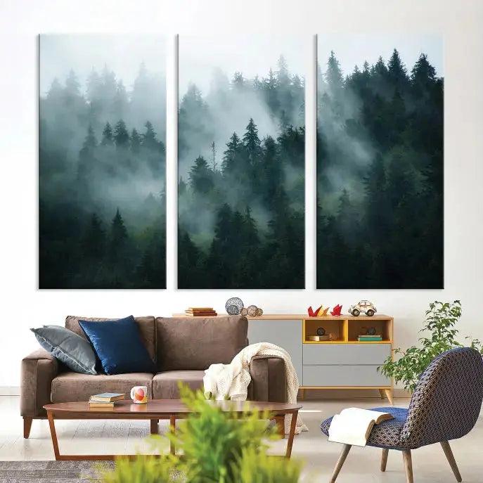 Wild Misty Forest Foggy Landscape Giclee Canvas Extra Large Wall Art Print