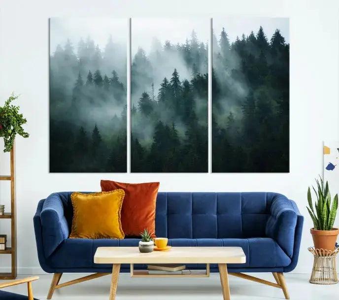 Wild Misty Forest Foggy Landscape Giclee Canvas Extra Large Wall Art Print