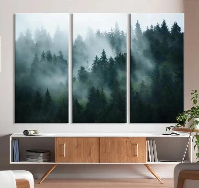 Wild Misty Forest Foggy Landscape Giclee Canvas Extra Large Wall Art Print