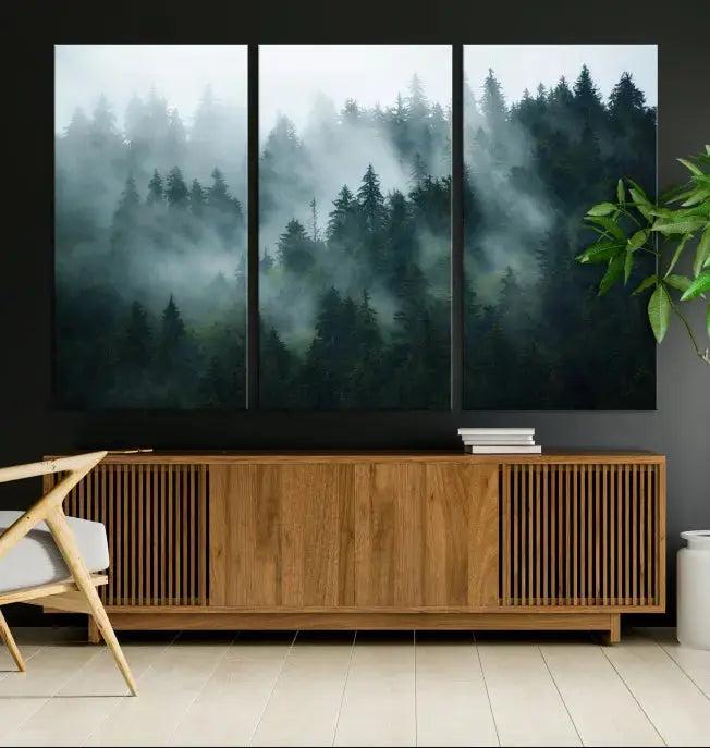 Wild Misty Forest Foggy Landscape Giclee Canvas Extra Large Wall Art Print